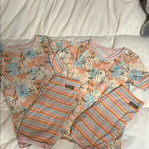 Kids Pajamas Set - Multicolor Floral and Stripes
